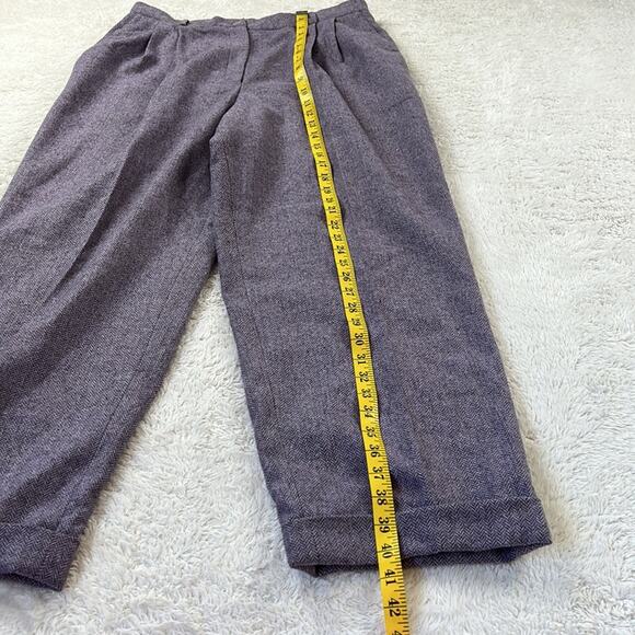 Field Manor Modern Classics 80s pleated front purple wool cuffed trousers, 16 - Picture 5 of 11